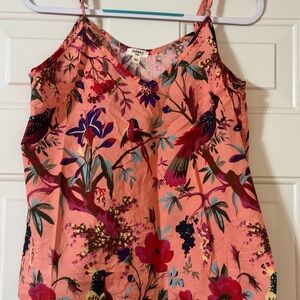 dylan coral camisole with floral & bird print